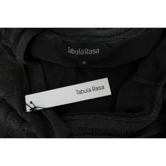 Tabula Rasa NWT Fringe Skirt Alpana Grey Sheer Solid Stripe Panel Tie Medium - Picture 4 of 5